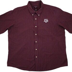 Texas A&M Aggies Button Up Shirt XXL 2XL Short Sleeve TAMU Embroidered Antigua
